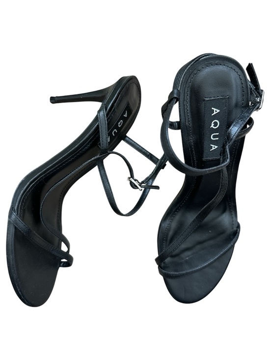 Aqua Shoes - Aqua Black Round Toe Strappy Buckle Dress Slingback Stiletto Heels Sandals